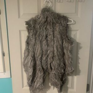 Vintage Rabbit knitted Fur Vest  - salt & pepper color mix